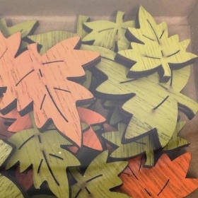 Green Orange Wooden Maple Leaves