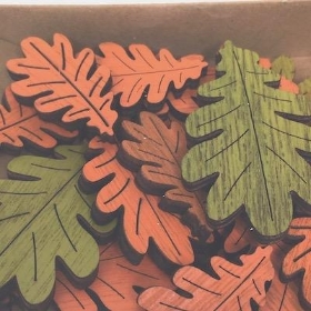 Green Orange Wooden Oak Leaves