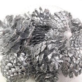 Metallic Silver Pinecones 250g