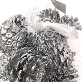 Metallic Silver Pinecones 250g