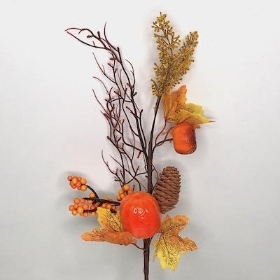 Autumn Pumpkin And Pinecone Stem 44cm