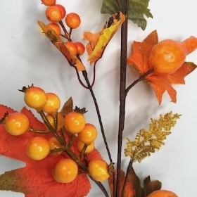 Autumn Pumpkin And Berry Stem 65cm