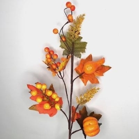 Autumn Pumpkin And Berry Stem 65cm