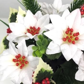 White Poinsettia Grave Pot 27cm