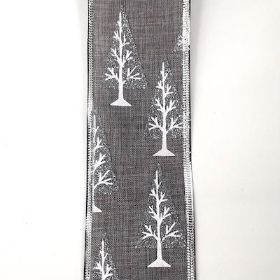 Grey And Silver Tree Ribbon 63mm