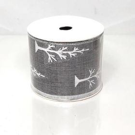 Grey And Silver Tree Ribbon 63mm