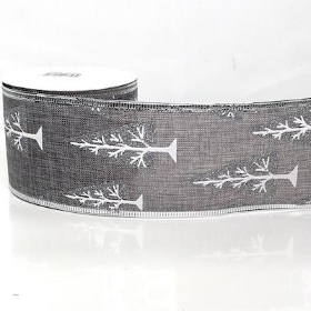 Grey And Silver Tree Ribbon 63mm