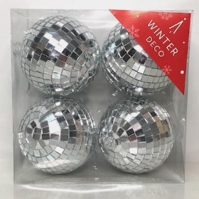 Silver Disco Balls 10cm x 4