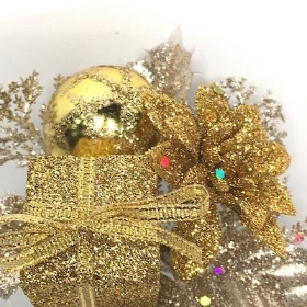 Gold Glittered Parcel Pick 18cm