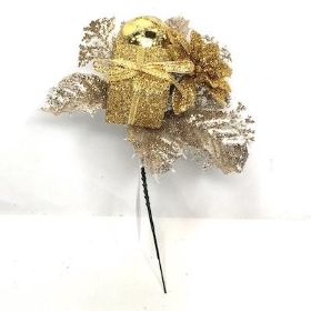 Gold Glittered Parcel Pick 18cm