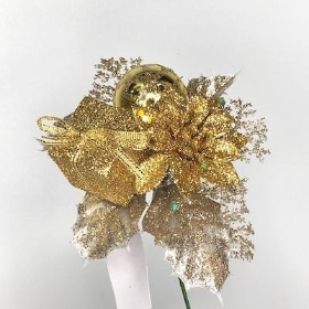 Gold Glittered Parcel Pick 18cm