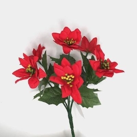 36 x Red Mini Velvet Poinsettia Bush 26cm