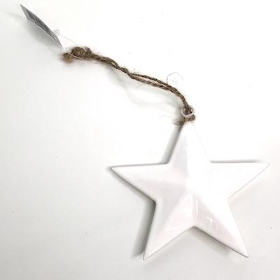 Ivory Enamel Hanging Star 11cm