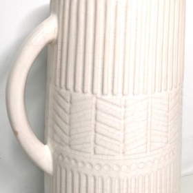 White Pattered Ceramic Jug 27cm