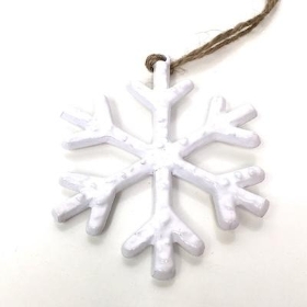 White Metal Hanging Snowflake 8cm