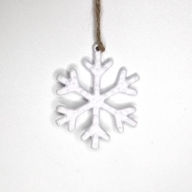 White Metal Hanging Snowflake 8cm