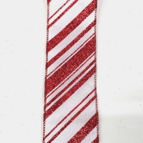 Glitter Candy Stripe Ribbon 63mm 