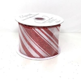 Glitter Candy Stripe Ribbon 63mm 