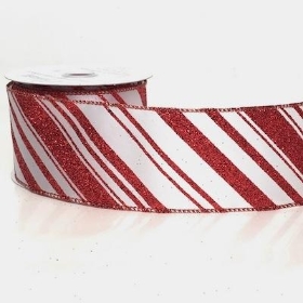 Glitter Candy Stripe Ribbon 63mm 