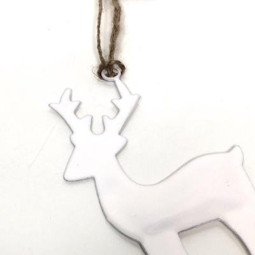 Ivory Enamel Hanging Reindeer 14cm