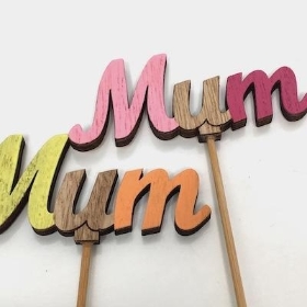 Wooden Colour Mum Pick x 10