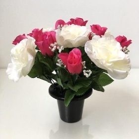 Cerise And Ivory Rose Grave Pot 30cm