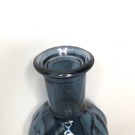 Blue Ribbed Bottle Vase 19cm