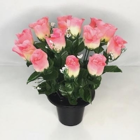 Pink Rosebud Grave Pot 30cm