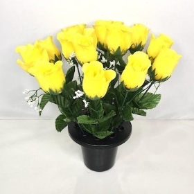 Yellow Rosebud Grave Pot 30cm