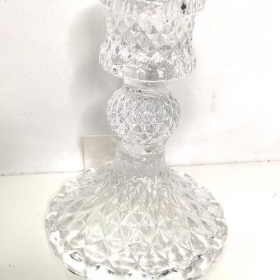 Clear Flora Glass Candlestick 10cm