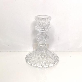 Clear Flora Glass Candlestick 10cm