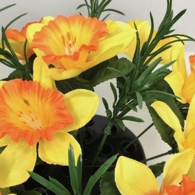 Orange Yellow Daffodil Grave Pot 26cm