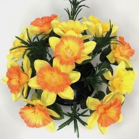 Orange Yellow Daffodil Grave Pot 26cm