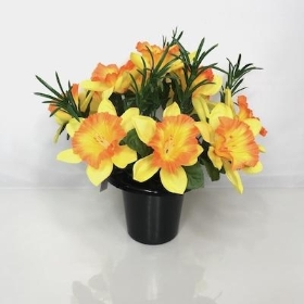 Orange Daffodil Grave Pot 26cm