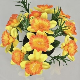 Orange Daffodil Grave Pot 26cm