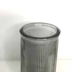 Grey Tall Ribbed Vase 22cm