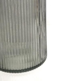 Grey Tall Ribbed Vase 22cm