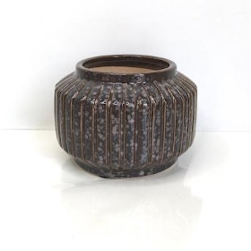 Brown Mottled Ceramic Planter 18cm