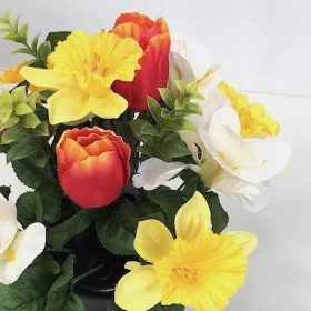 Orange Ivory Spring Grave Arrangement 26cm