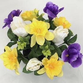 Ivory Purple Spring Grave Arrangement 26cm