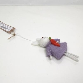 Lilac Felt Rabbit With Carrot 14cm