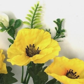 Yellow Poppy And Foliage Bush 32cm