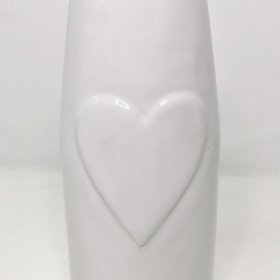 White Ceramic Heart Bottle 19cm