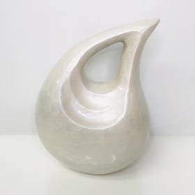 Ivory Ceramic Teardrop Ashes Urn 27cm