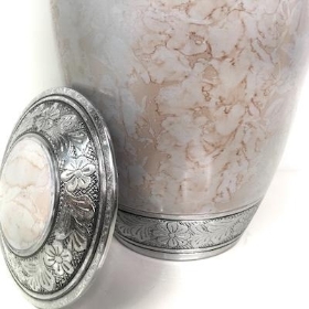 Cream Metal Decorative Ashes Urn 26cm