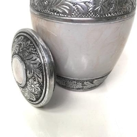 Cream Metal Decorative Ashes Urn 16cm