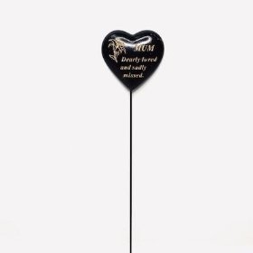 Mum Black Heart Stick 34cm