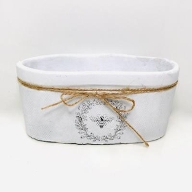 White Oval Bee Planter 10cm