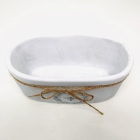 White Oval Bee Planter 10cm