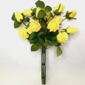 Yellow Rose & Bud Bundle 50cm